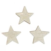 Article Étoiles en bois étoiles décoratives or blanc bois craquelé Ø5cm 8pcs