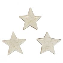 Article Étoiles en bois étoiles décoratives or blanc bois craquelé Ø5cm 8 pcs