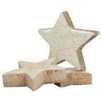 Article Étoiles en bois étoiles décoratives or blanc bois craquelé Ø5cm 8pcs