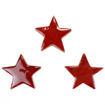 Article Étoiles en bois étoiles décoratives rouge décoration dispersée effet brillant Ø5cm 12pcs