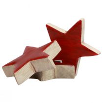 Article Étoiles en bois étoiles décoratives rouge décoration dispersée effet brillant Ø5cm 12pcs