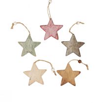 Article Étoiles en bois étoiles décoratives à suspendre décoration vintage Ø6,5cm 10 pièces