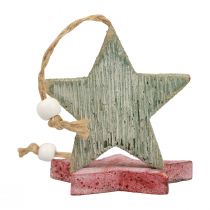 Étoiles en bois étoiles décoratives à suspendre décoration vintage Ø6,5cm 10pcs