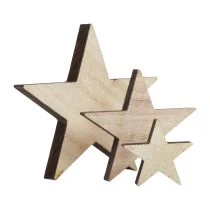 Article Décorations d'Étoiles en Bois pour Noël, Naturel, 3/5/7 cm, Lot de 29