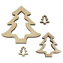 Décoration bois sapin de Noël nature 2cm - 8cm 32pcs