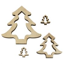 Article Décoration bois sapin de Noël nature 2cm - 8cm 32pcs