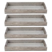 Article Plateau rectangulaire en bois, idéal pour décorer balcons et espaces de vie, 30 cm, lot de 4