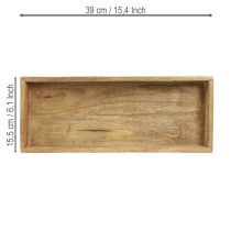 Article Plateau rectangulaire en bois de manguier avec rebord – 39×15,5×4 cm (Lot de 2)