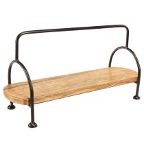 Article Plateau en bois plateau décoratif allongé ovale avec poignée 49×18×26cm