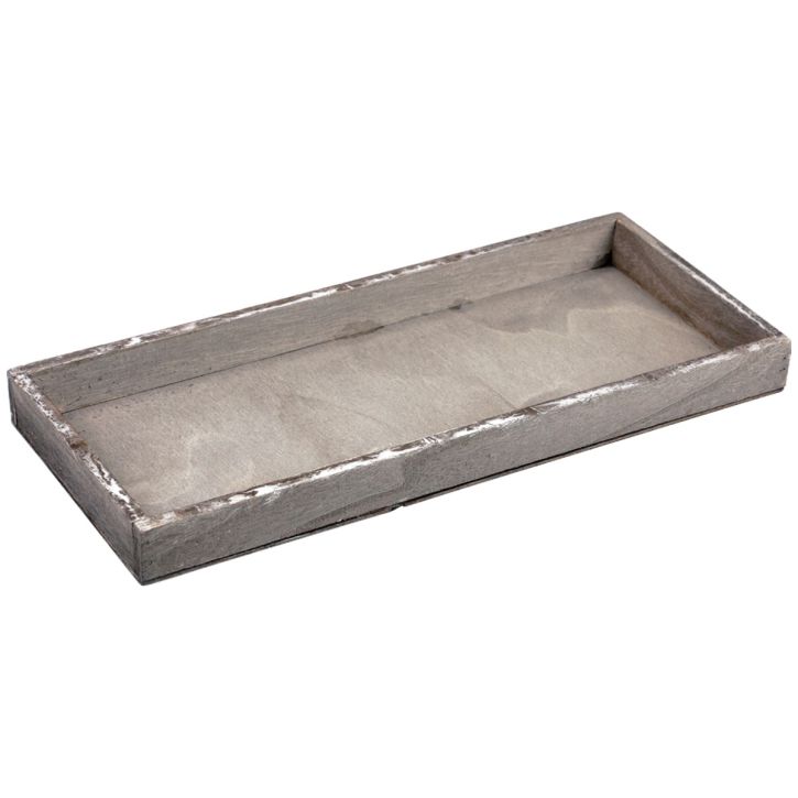 Plateau en bois plateau décoratif carré vintage bois gris 35×15×3cm