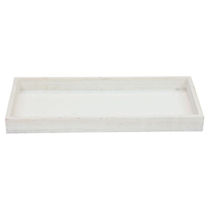 Plateau en bois plateau décoratif blanc shabby chic bois 35×15×3cm