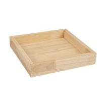 Article Plateau en bois plateau décoratif bois carré naturel 20×20×3.5cm