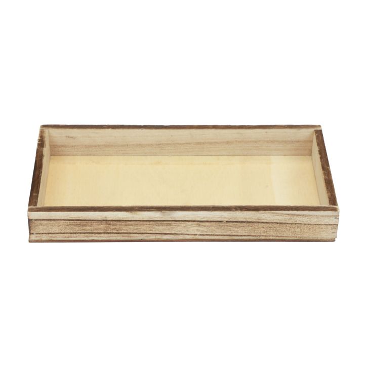 Plateau en bois flammé plateau décoratif décoration de table rustique 24×12×3cm