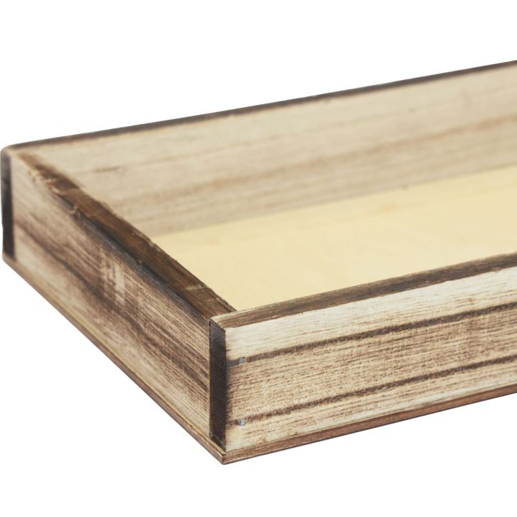 Article Plateau en bois flammé plateau décoratif décoration de table rustique 24×12×3cm