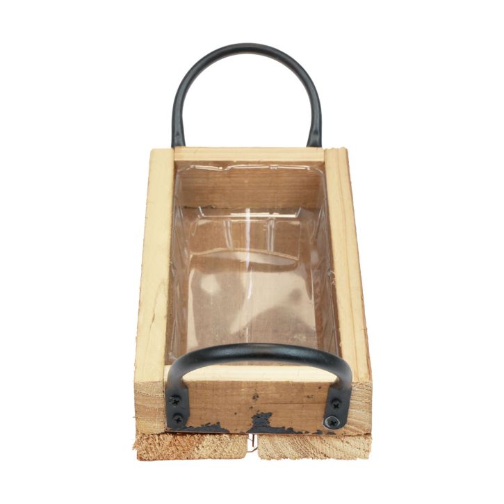 Plateau en bois avec poignées plateau décoratif noir naturel 25×12,5×5cm