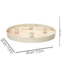 Article Plateau rond en bois pour 4 bougies chandelles, 30 cm