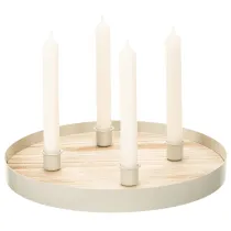 Article Plateau rond en bois pour 4 bougies chandelles, 30 cm