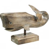 Baleine déco bois baleine en bois décoration maritime teck nature 29cm