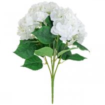 Article Bouquet déco hortensia blanc fleurs artificielles 5 fleurs 48cm