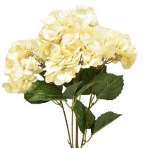 Bouquet d&#39;hortensia fleurs artificielles jaune 5 fleurs 48cm