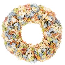 Article Couronne artificielle d'hortensias multicolore pour porte et mur 55 cm