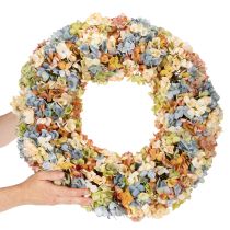 Article Couronne artificielle d'hortensias multicolore pour porte et mur 55 cm