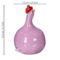 Article Figurine de poulet en céramique pour une décoration de Pâques colorée dans le salon et sur les tables, 10,5 cm, lot de 4