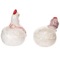 Article Figurines Poules en Céramique - Décoration de Pâques pour Intérieur - 11 cm - Lot de 2