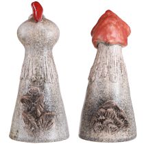 Article Poulets décoratifs en céramique Coq de Pâques et poule H20/22cm 2 pièces