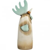 Article Décoration de cuisine en céramique coq poulet bleu clair marron H23cm 2 pièces