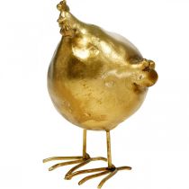 Déco poule décoration de Pâques figure dorée ronde, H10 cm 2pcs