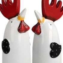 Article Coq en céramique Décoration de Cuisine Poulet Blanc H23cm 2 pcs