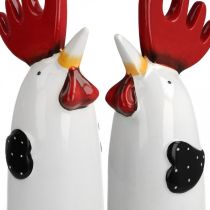 Article Céramique Coq Cuisine Décoration Poulet Blanc H23cm 2pcs