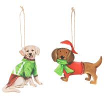 Article Décorations de Noël Chiens avec Écharpe et Bonnet – Lot de 2 Figurines Métalliques 12cm