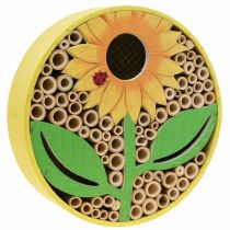 Hôtel à Insectes Maison à Insectes Ronde en Bois Jaune Tournesol Ø25cm