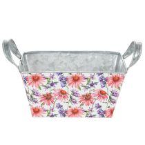 Article Jardinière en métal décorative fleurs printanières 20×12,5×10 cm