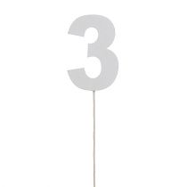 Chiffre anniversaire blanc „3 » sur tige L. 27 cm 10  p.-346533