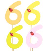 Article Bouchons en bois numéro d&#39;anniversaire « 6 » bouchons numérotés colorés 7 cm 16 pièces