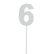 Article Chiffre anniversaire blanc „6 » sur tige L. 27 cm 10 p.