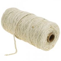Article Cordon jute, cordon déco, ruban artisanal coloris naturel, blanchi Ø4mm L100m