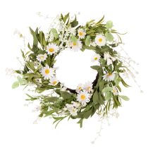 Article Couronne de marguerites artificielles, aspect naturel et résistante, pour la décoration de portes et de murs, 55 cm