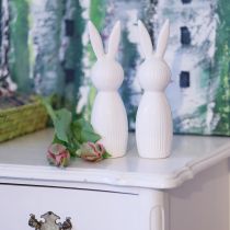 Article Figurine de lapin simple, objet décoratif pour compositions printanières modernes, 22 cm, lot de 2