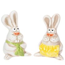 Article Figurines de lapins de Pâques, décorations en céramique peintes à la main, motif amusant pour la décoration de Pâques, 11 cm, lot de 4