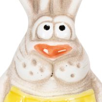 Article Figurines de lapins de Pâques, décorations en céramique peintes à la main, motif amusant pour la décoration de Pâques, 11 cm, lot de 4