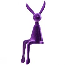 Article Lapin décoratif de Pâques, floqué lilas, 36 cm, lot de 3