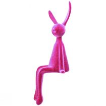 Article Lapin de Pâques assis, floqué, rose, 56 cm