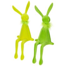 Article Lapin de Pâques décoratif à poser sur une étagère, 36 cm, lot de 2, idéal pour les décorations printanières festives.