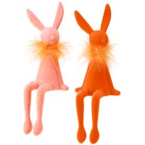 Article Lapin de Pâques à poser, figurine de lapin de Pâques assis pour Pâques et le printemps, 27 cm, lot de 2
