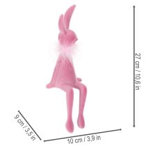 Article Figurine de lapin de Pâques avec boa en plumes, à poser sur une étagère, figurine décorative de Pâques, 27 cm, 2 pièces