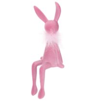 Article Figurine de lapin de Pâques avec boa en plumes, à poser sur une étagère, figurine décorative de Pâques, 27 cm, 2 pièces